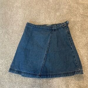 miami Dark Blue Denim A-Line Wrap Skirt